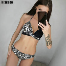 Load image into Gallery viewer, Riseado Sexy Push Up Bikinis Leaf Print Swimwear Women Summer Bathing Suit Women Halter biquini Beach Wear Bikini 2020
