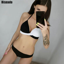 Load image into Gallery viewer, Riseado Sexy Push Up Bikinis Leaf Print Swimwear Women Summer Bathing Suit Women Halter biquini Beach Wear Bikini 2020
